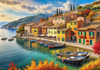 Italian Coastal Village during Harvest Season with Fishers and Autumn Colors Printable Art