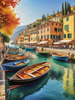 Italian Coastal Village during Harvest Season with Fishers and Autumn Colors Printable Art