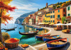Italian Coastal Village during Harvest Season with Fishers and Autumn Colors Printable Art