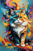Expressive Art of a Joyful Persian Cat with Gleaming Eyes