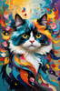 Expressive Art of a Joyful Persian Cat with Gleaming Eyes