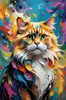Expressive Art of a Joyful Persian Cat with Gleaming Eyes
