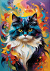 Expressive Art of a Joyful Persian Cat with Gleaming Eyes