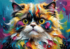 Expressive Art of a Joyful Persian Cat with Gleaming Eyes