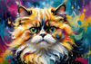 Expressive Art of a Joyful Persian Cat with Gleaming Eyes
