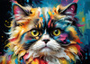 Expressive Art of a Joyful Persian Cat with Gleaming Eyes