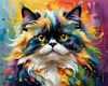 Expressive Art of a Joyful Persian Cat with Gleaming Eyes