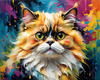 Expressive Art of a Joyful Persian Cat with Gleaming Eyes