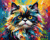Expressive Art of a Joyful Persian Cat with Gleaming Eyes