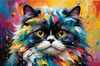 Expressive Art of a Joyful Persian Cat with Gleaming Eyes