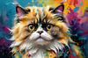 Expressive Art of a Joyful Persian Cat with Gleaming Eyes