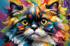 Expressive Art of a Joyful Persian Cat with Gleaming Eyes