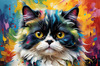 Expressive Art of a Joyful Persian Cat with Gleaming Eyes