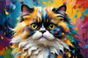 Expressive Art of a Joyful Persian Cat with Gleaming Eyes