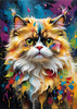 Expressive Art of a Joyful Persian Cat with Gleaming Eyes
