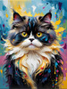 Expressive Art of a Joyful Persian Cat with Gleaming Eyes