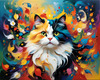 Expressive Art of a Joyful Persian Cat with Gleaming Eyes