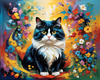Expressive Art of a Joyful Persian Cat with Gleaming Eyes