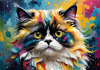 Expressive Art of a Joyful Persian Cat with Gleaming Eyes