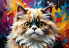 Expressive Art of a Joyful Persian Cat with Gleaming Eyes