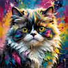 Expressive Art of a Joyful Persian Cat with Gleaming Eyes