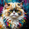 Expressive Art of a Joyful Persian Cat with Gleaming Eyes