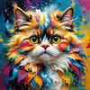 Expressive Art of a Joyful Persian Cat with Gleaming Eyes