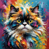 Expressive Art of a Joyful Persian Cat with Gleaming Eyes