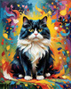 Expressive Art of a Joyful Persian Cat with Gleaming Eyes
