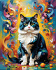 Expressive Art of a Joyful Persian Cat with Gleaming Eyes