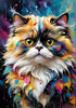 Expressive Art of a Joyful Persian Cat with Gleaming Eyes