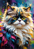Expressive Art of a Joyful Persian Cat with Gleaming Eyes