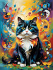 Expressive Art of a Joyful Persian Cat with Gleaming Eyes