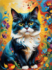 Expressive Art of a Joyful Persian Cat with Gleaming Eyes
