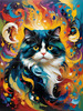 Expressive Art of a Joyful Persian Cat with Gleaming Eyes