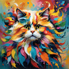Expressive Art of a Joyful Persian Cat with Gleaming Eyes