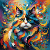 Expressive Art of a Joyful Persian Cat with Gleaming Eyes