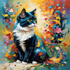Expressive Art of a Joyful Persian Cat with Gleaming Eyes