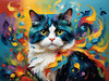 Expressive Art of a Joyful Persian Cat with Gleaming Eyes