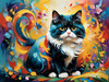Expressive Art of a Joyful Persian Cat with Gleaming Eyes