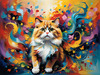 Expressive Art of a Joyful Persian Cat with Gleaming Eyes