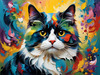 Expressive Art of a Joyful Persian Cat with Gleaming Eyes