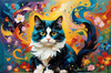 Expressive Art of a Joyful Persian Cat with Gleaming Eyes