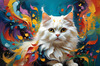 Expressive Art of a Joyful Persian Cat with Gleaming Eyes