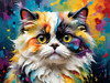 Expressive Art of a Joyful Persian Cat with Gleaming Eyes