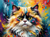 Expressive Art of a Joyful Persian Cat with Gleaming Eyes