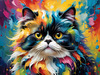 Expressive Art of a Joyful Persian Cat with Gleaming Eyes