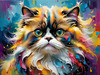 Expressive Art of a Joyful Persian Cat with Gleaming Eyes