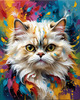 Expressive Art of a Joyful Persian Cat with Gleaming Eyes