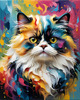 Expressive Art of a Joyful Persian Cat with Gleaming Eyes